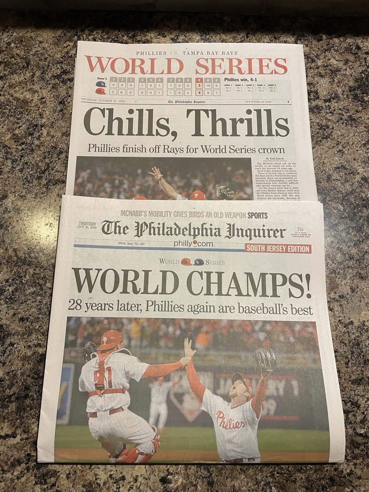 2008 Philadelphia Phillies Baseball World Series Champions Newspaper.