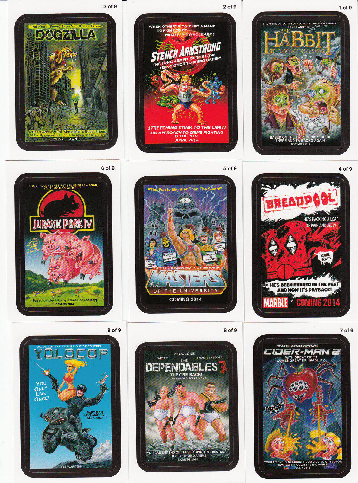 2013 WACKY PACKAGES SERIES 11 COMING DISTRACTIONS COMPLETE SET 9/9 MOVIE PARODY