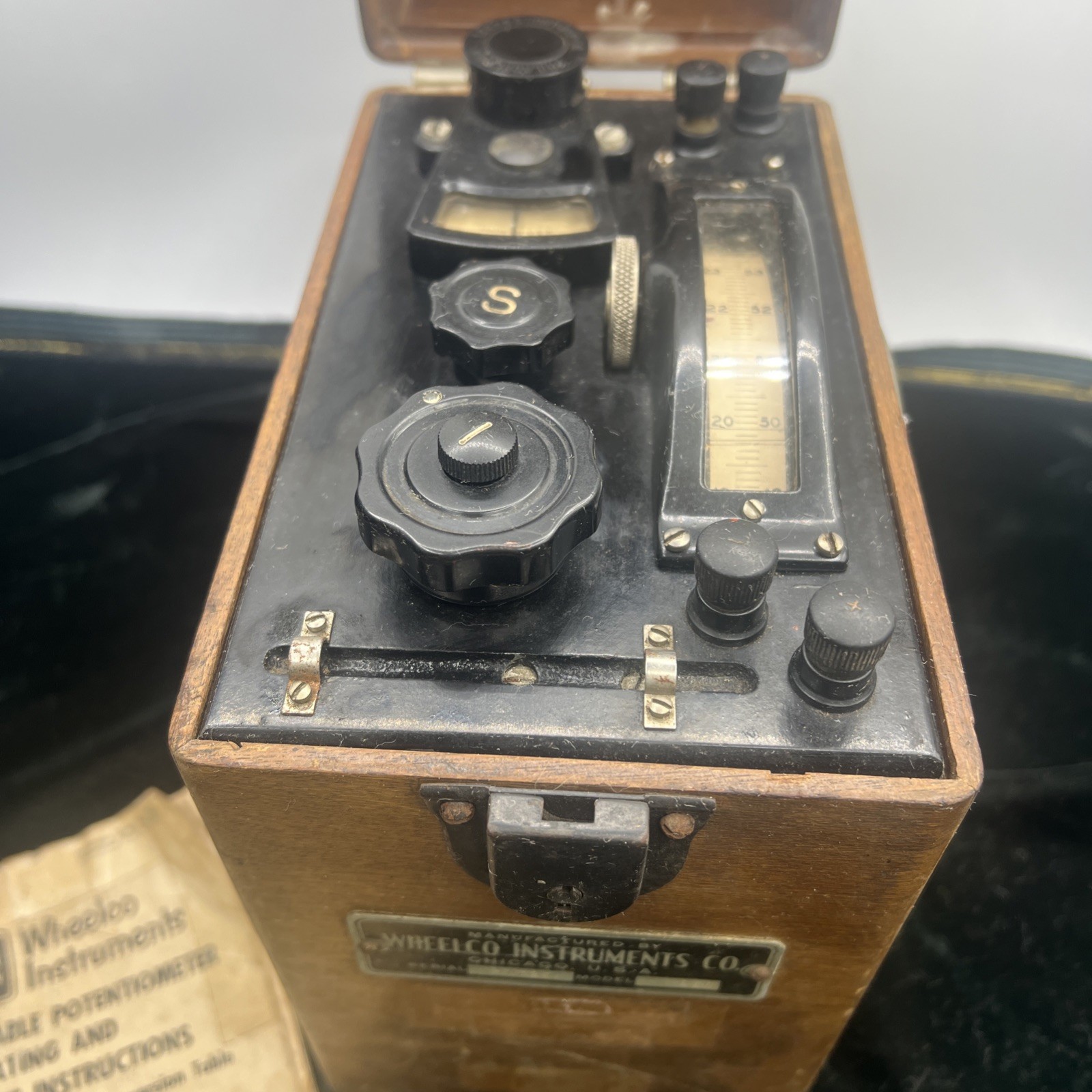 Portable potentiometer Wheelco Instruments c1940's Steampunk Wooden Case Antique Portable potentiometer Wheelco Instruments c1940's Steampunk Wooden Case Antique