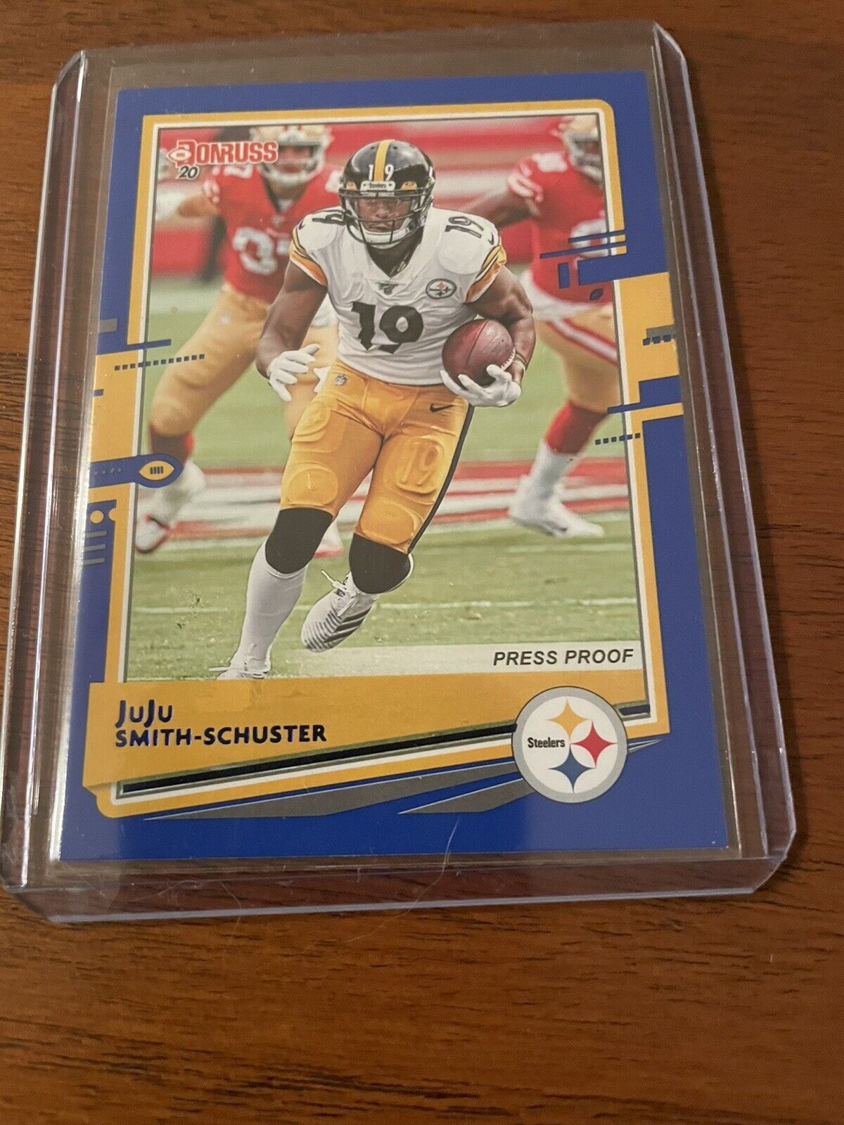juju Smith Schuster blue press proof parallel sports card