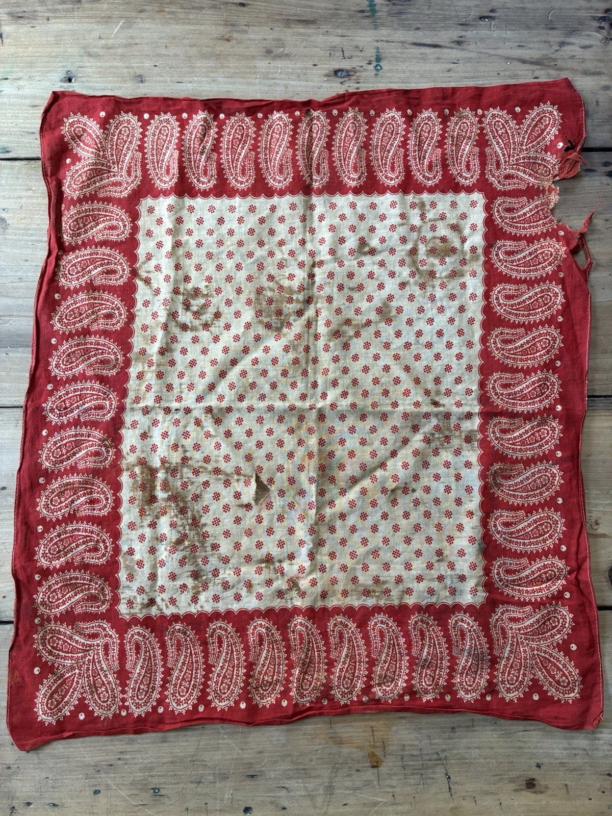 Early Antique 1800s 1900s Turkey Red Bandana Handkerchief Workwear Old Estate Early Antique 1800s 1900s Turkey Red Bandana Handkerchief Workwear Old Estate