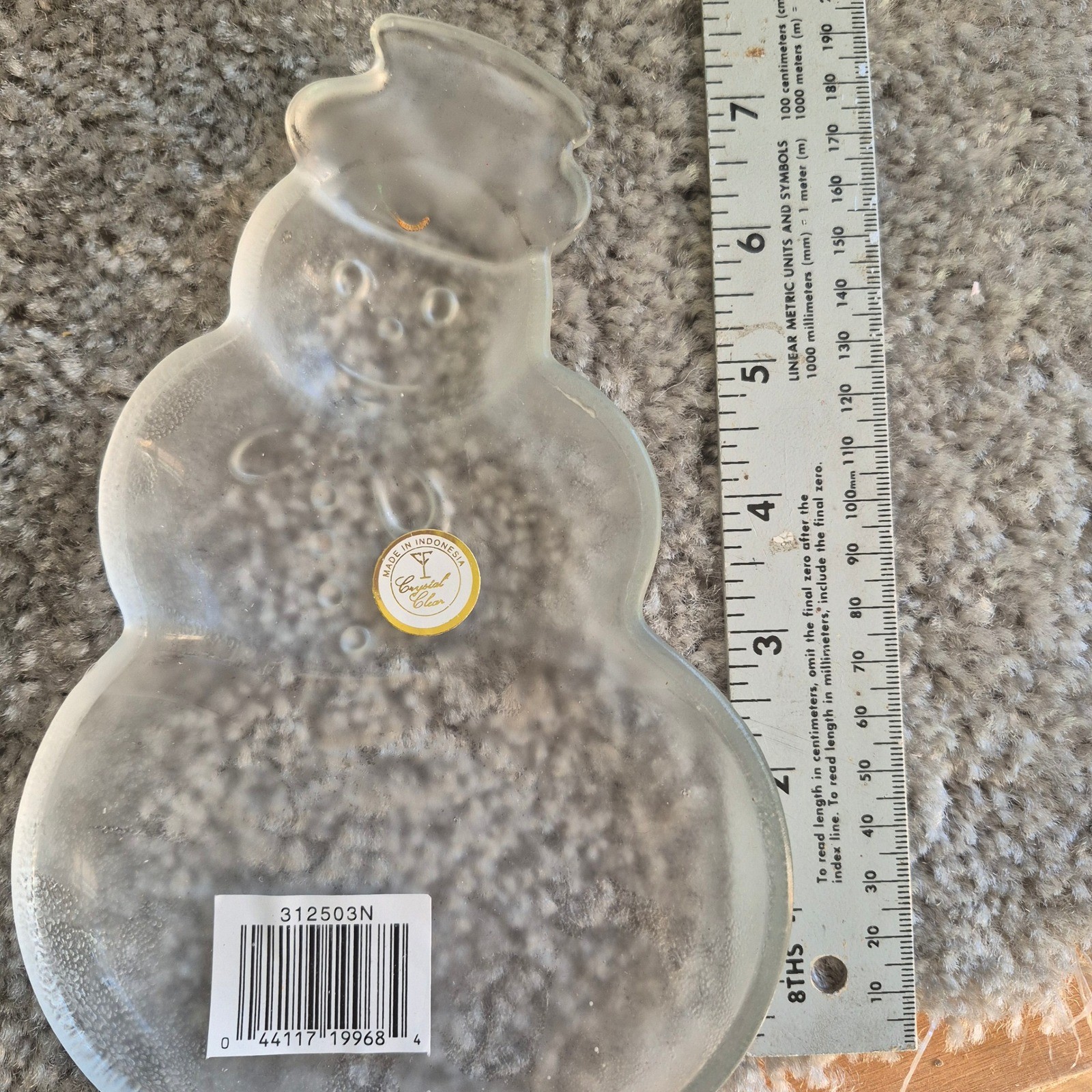 Crystal Clear Frosted Glass Snowman Trinket Dish Christmas Holiday 312503N Crystal Clear Frosted Glass Snowman Trinket Dish Christmas Holiday 312503N