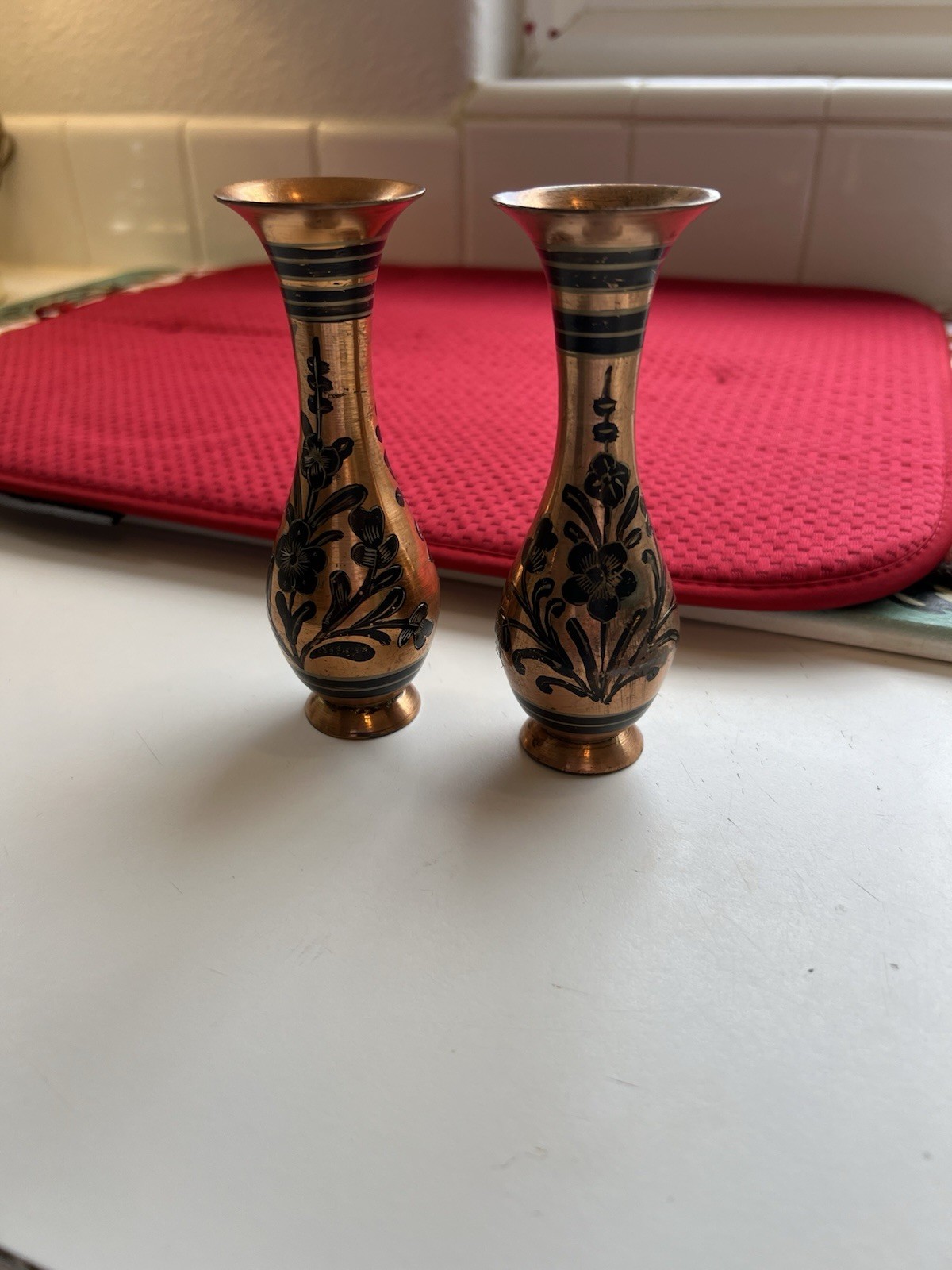 Vintage Handmade Copper Vases 5” Set Of 2 India Vintage Handmade Copper Vases 5” Set Of 2 India
