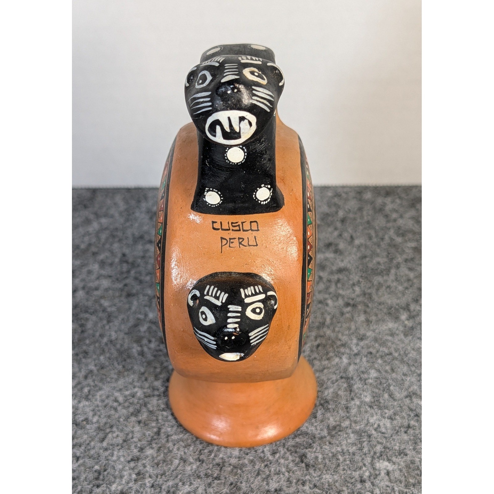 Vintage Cusco Peru Hand Painted Pottery Artisan Llama Jaguar Souvenir Vessel 7 Vintage Cusco Peru Hand Painted Pottery Artisan Llama Jaguar Souvenir Vessel 7