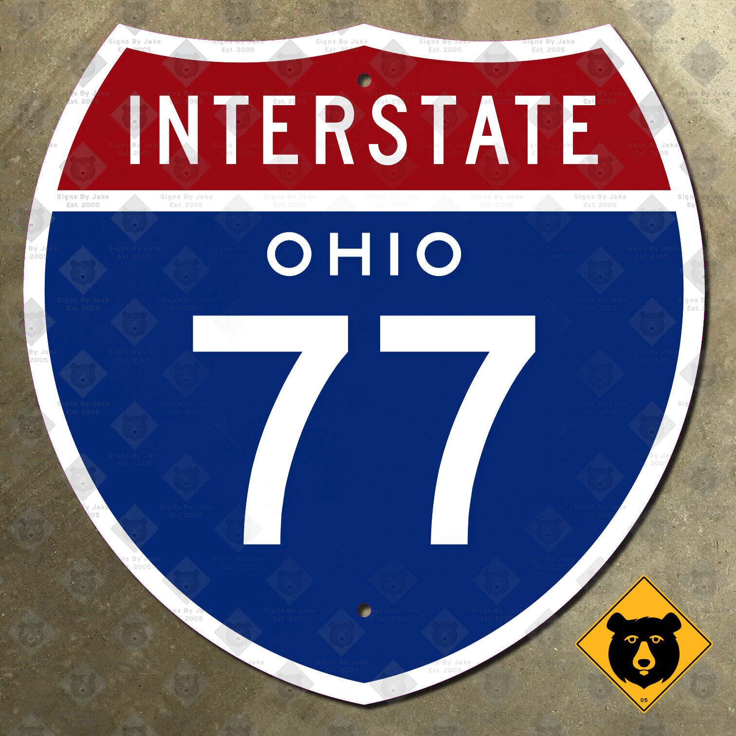 Ohio Interstate 77 highway route sign 1957 Cleveland Akron Canton 18x18
