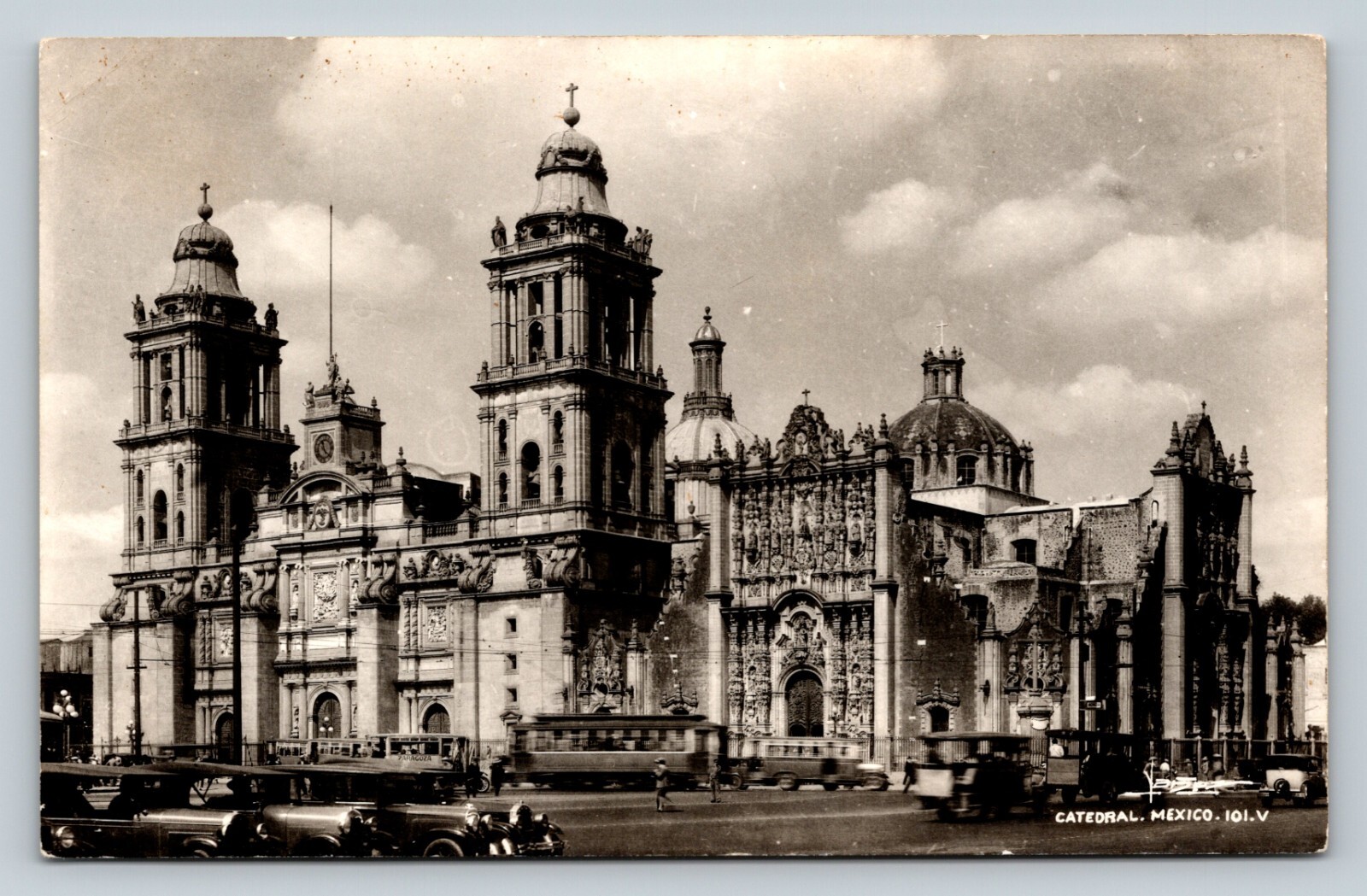 c1940s RPPC Metropolitan Cathedral, Mexico City Classic Cars VINTAGE Postcard c1940s RPPC Metropolitan Cathedral, Mexico City Classic Cars VINTAGE Postcard
