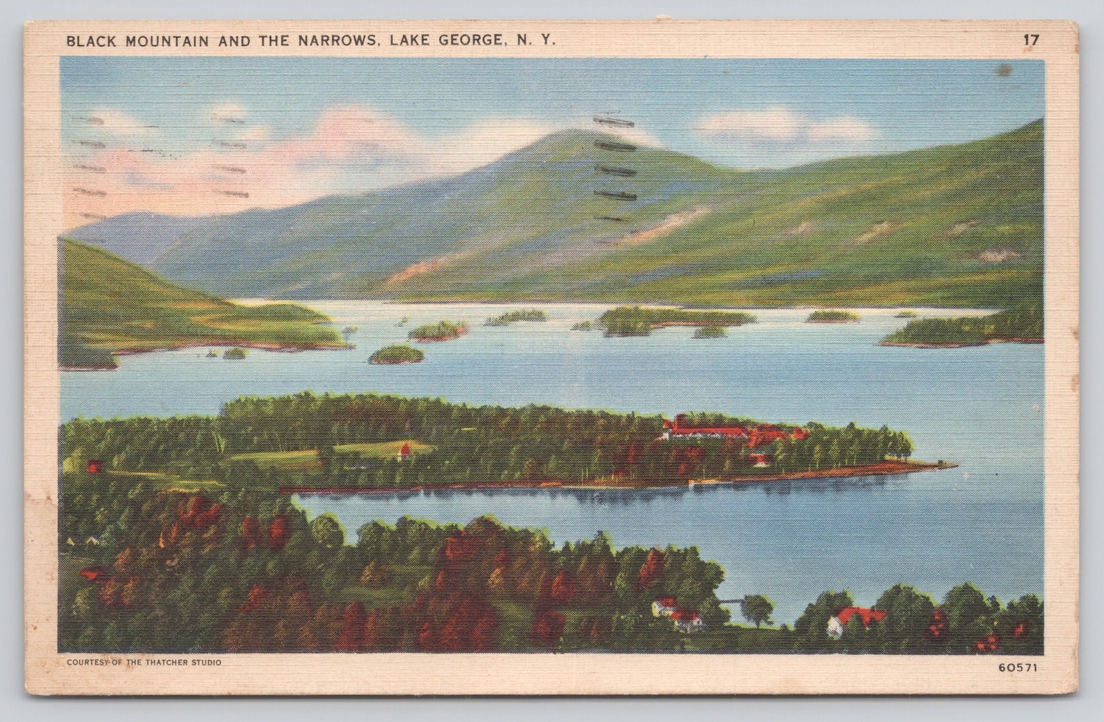 Black Mountain Narrows Lake George NY Linen Postcard 1939 Black Mountain Narrows Lake George NY Linen Postcard 1939