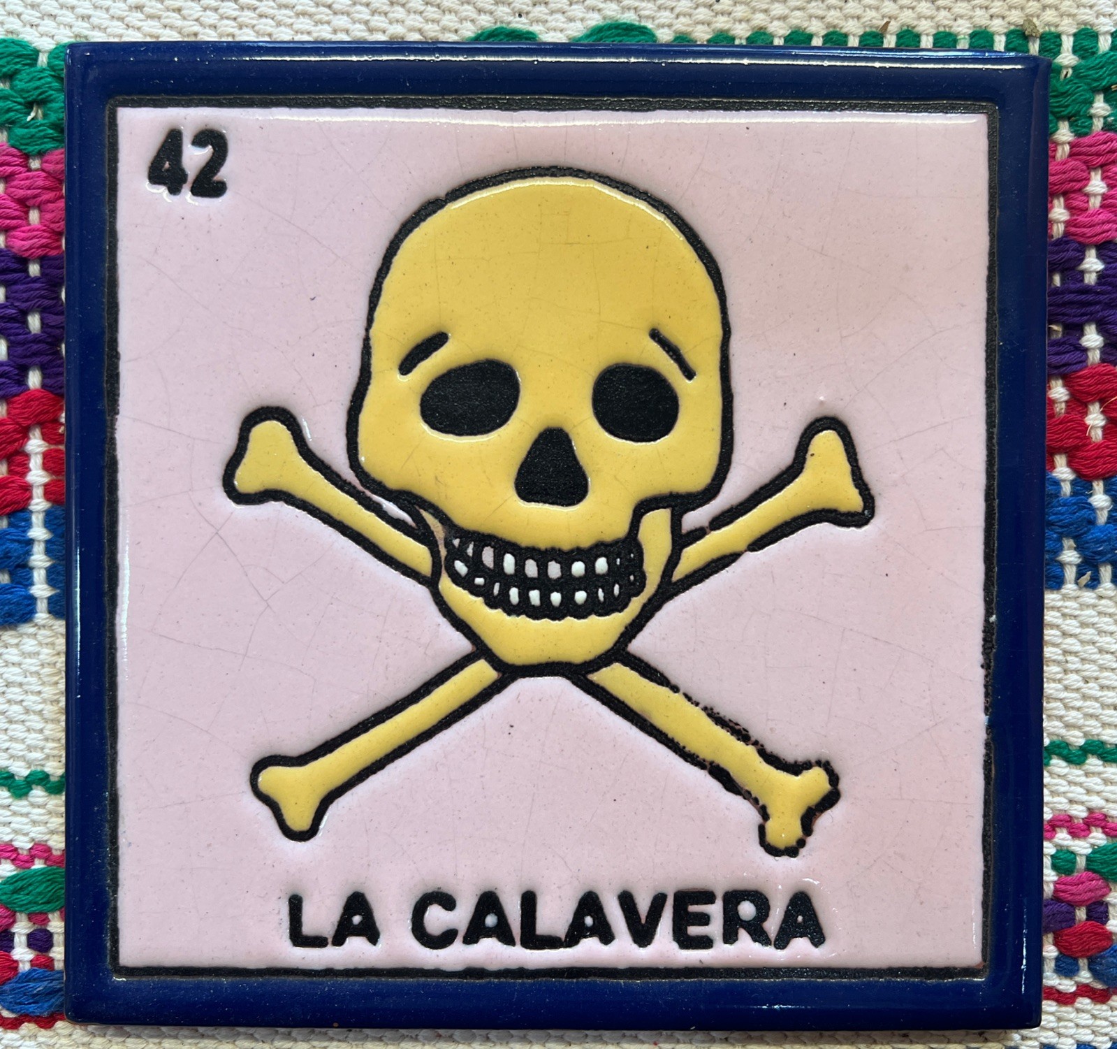 La Calavera Tile , Loteria , The Skull 6”x6” Clay, Backsplash , Mex. Loteria La Calavera Tile , Loteria , The Skull 6”x6” Clay, Backsplash , Mex. Loteria
