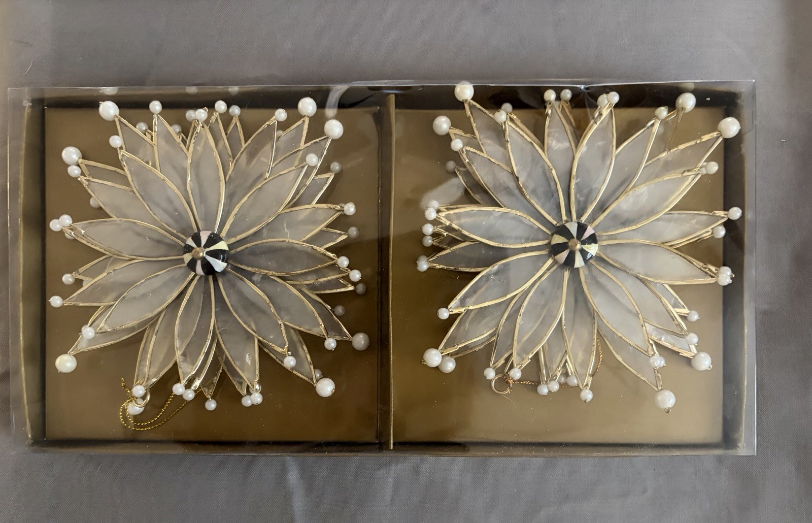 Extremely Rare Mackenzie Childs Pointsettia Ornaments Set Of 2 Retired NIB Extremely Rare Mackenzie Childs Pointsettia Ornaments Set Of 2 Retired NIB
