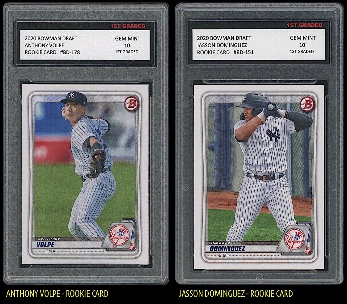 ANTHONY VOLPE/JASSON DOMINGUEZ 2020 BOWMAN DRAFT Topps 1ST GRADED 10 ROOKIE CARD