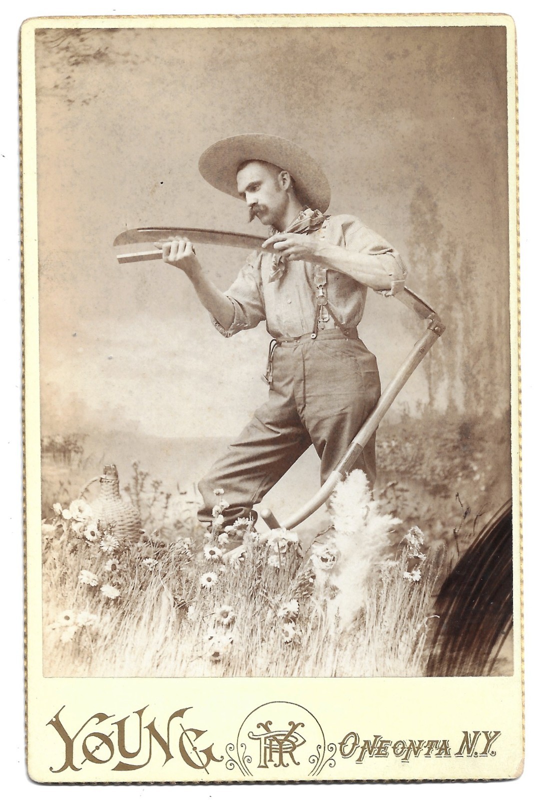 Occupational Cabinet Card Farmer Sharpening Scythe Oneonta New York Occupational Cabinet Card Farmer Sharpening Scythe Oneonta New York