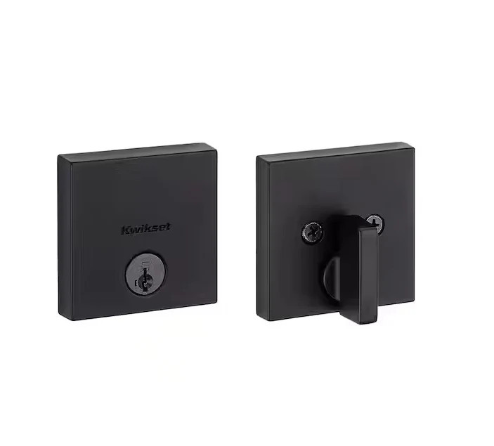Kwikset Low Profile Iron Black Square 1-Cylinder Contemporary Deadbolt SmartKey Kwikset Low Profile Iron Black Square 1-Cylinder Contemporary Deadbolt SmartKey