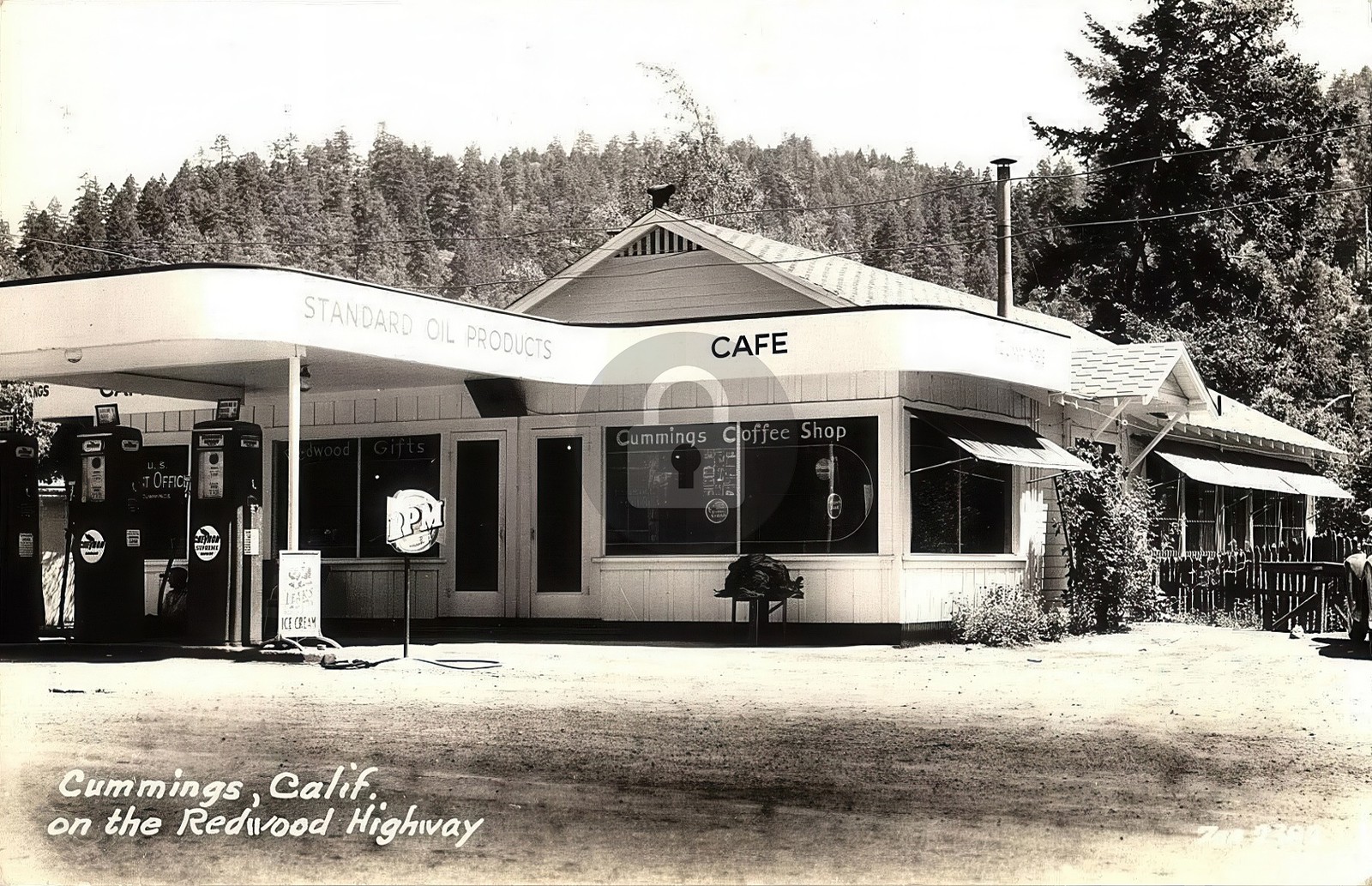 Cummings CA California Redwood Hwy Coffee Shop & Gas c1930 RPPC Postcard COPY Cummings CA California Redwood Hwy Coffee Shop & Gas c1930 RPPC Postcard COPY