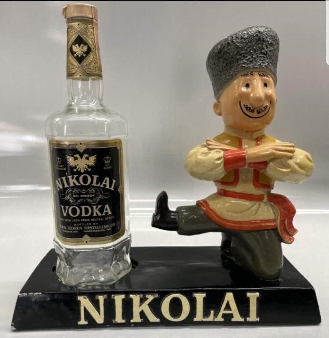 Nikolai Vodka Chalkware Figure Bar Back Display w/ BOTTLE RARE - VINTAGE