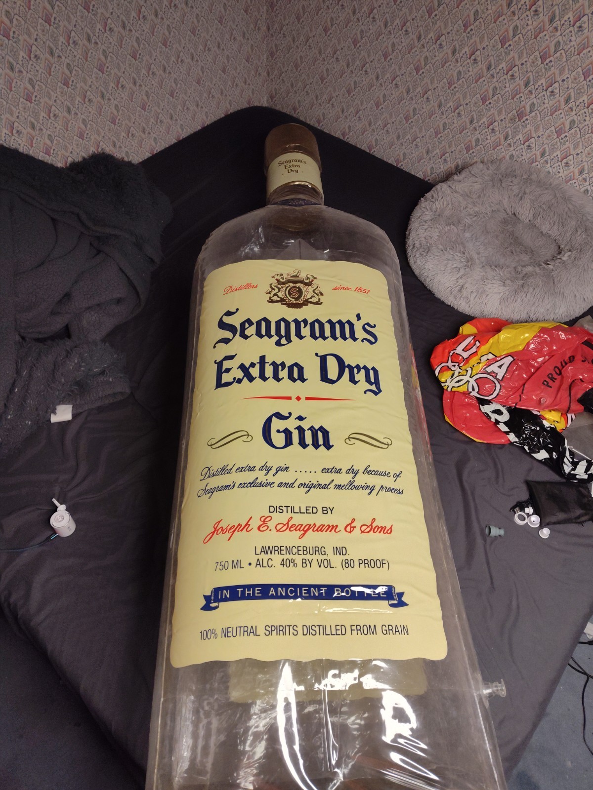 Rare 6ft Tall Vintage Seagram's Extra Dry Gin Inflatable Advertising Display Rare 6ft Tall Vintage Seagram's Extra Dry Gin Inflatable Advertising Display