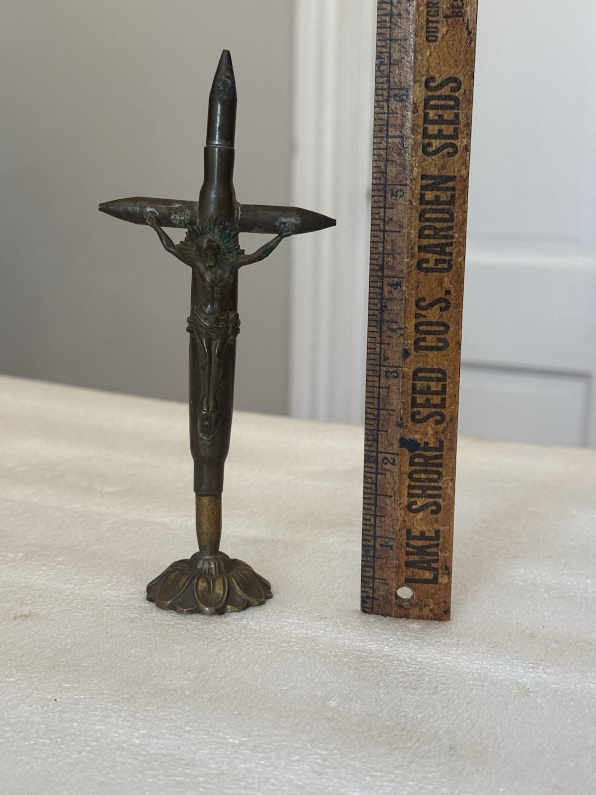 WW1 Trench Art Military Crucifix Jesus On Cross WWI 6 1/4” WW1 Trench Art Military Crucifix Jesus On Cross WWI 6 1/4”