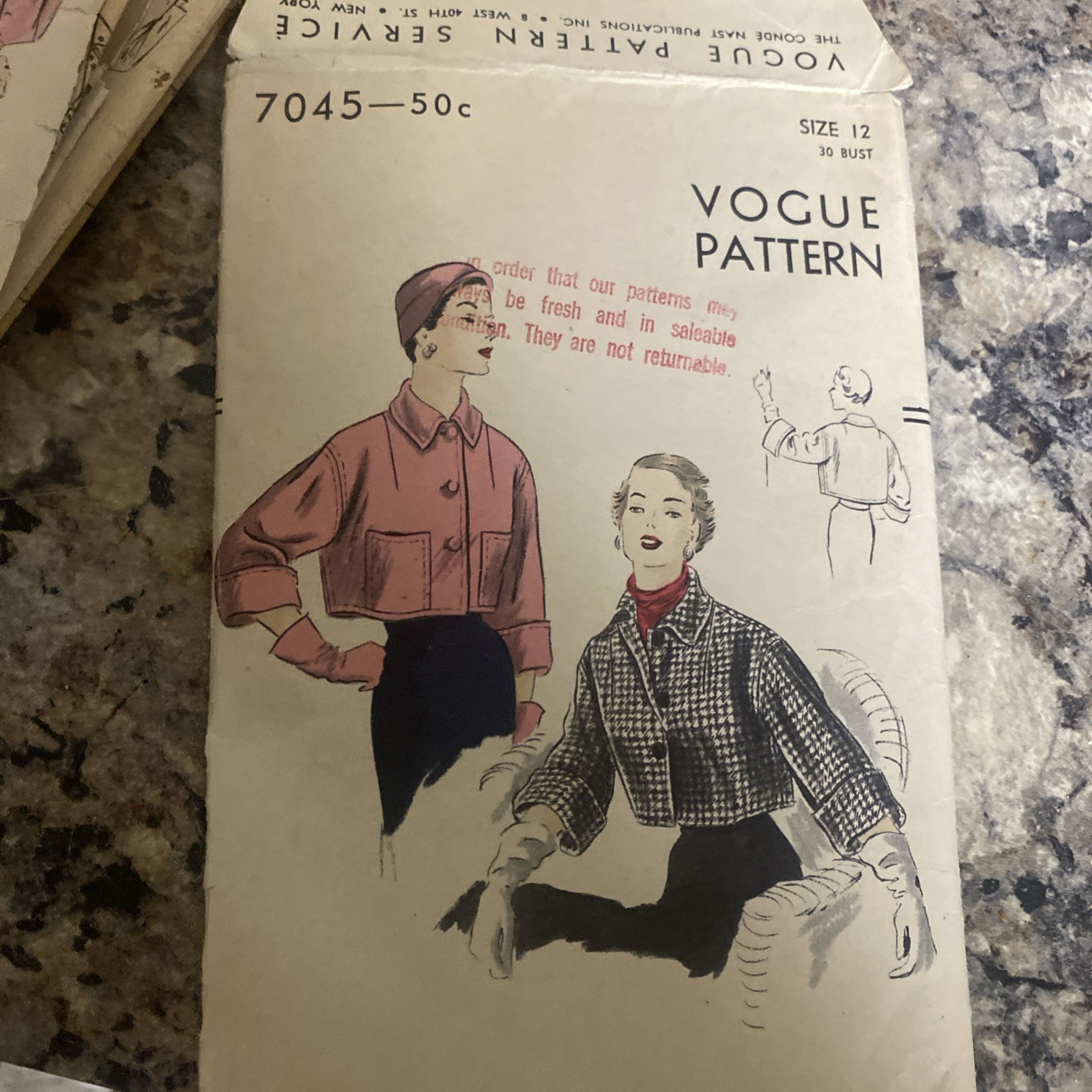 VINTAGE 1957 VOGUE SEWING PATTERN 7045 JACKET “CUT” by factory VINTAGE 1957 VOGUE SEWING PATTERN 7045 JACKET “CUT” by factory