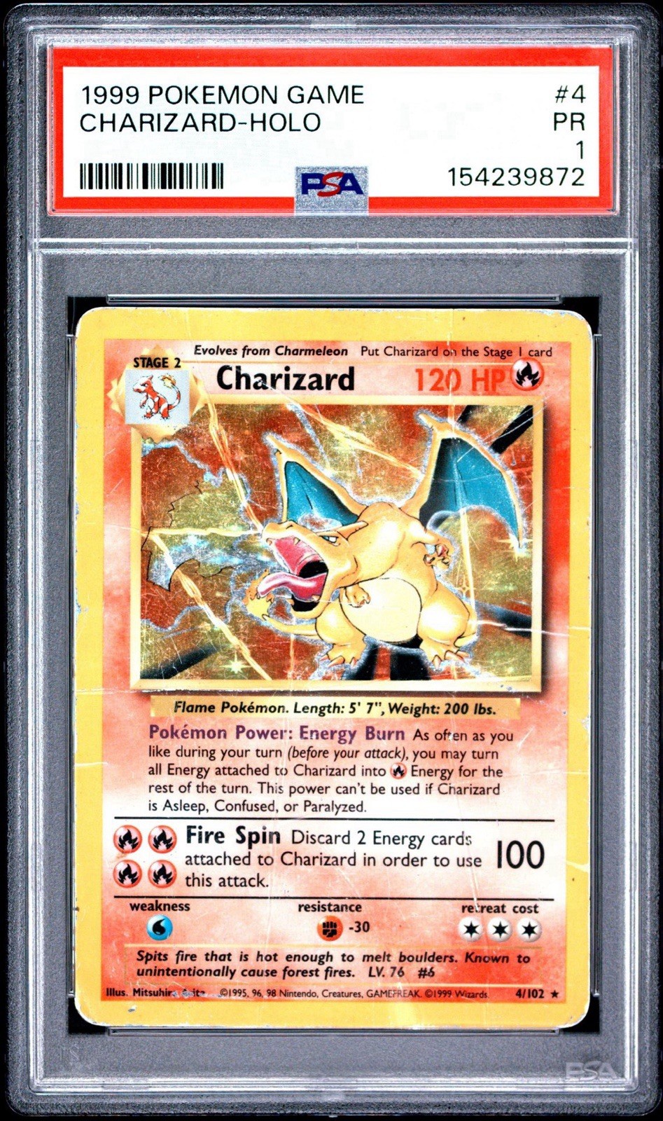 1999 Pokémon Game Charizard-Holo PSA 1 1999 Pokémon Game Charizard-Holo PSA 1