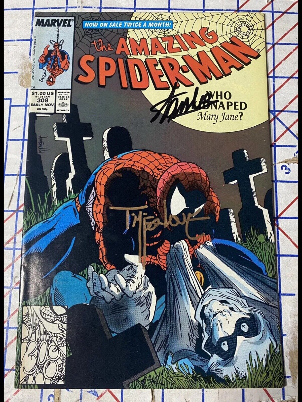 Amazing Spider-Man #308 Signed By Stan Lee & Todd McFarlane Action Comics