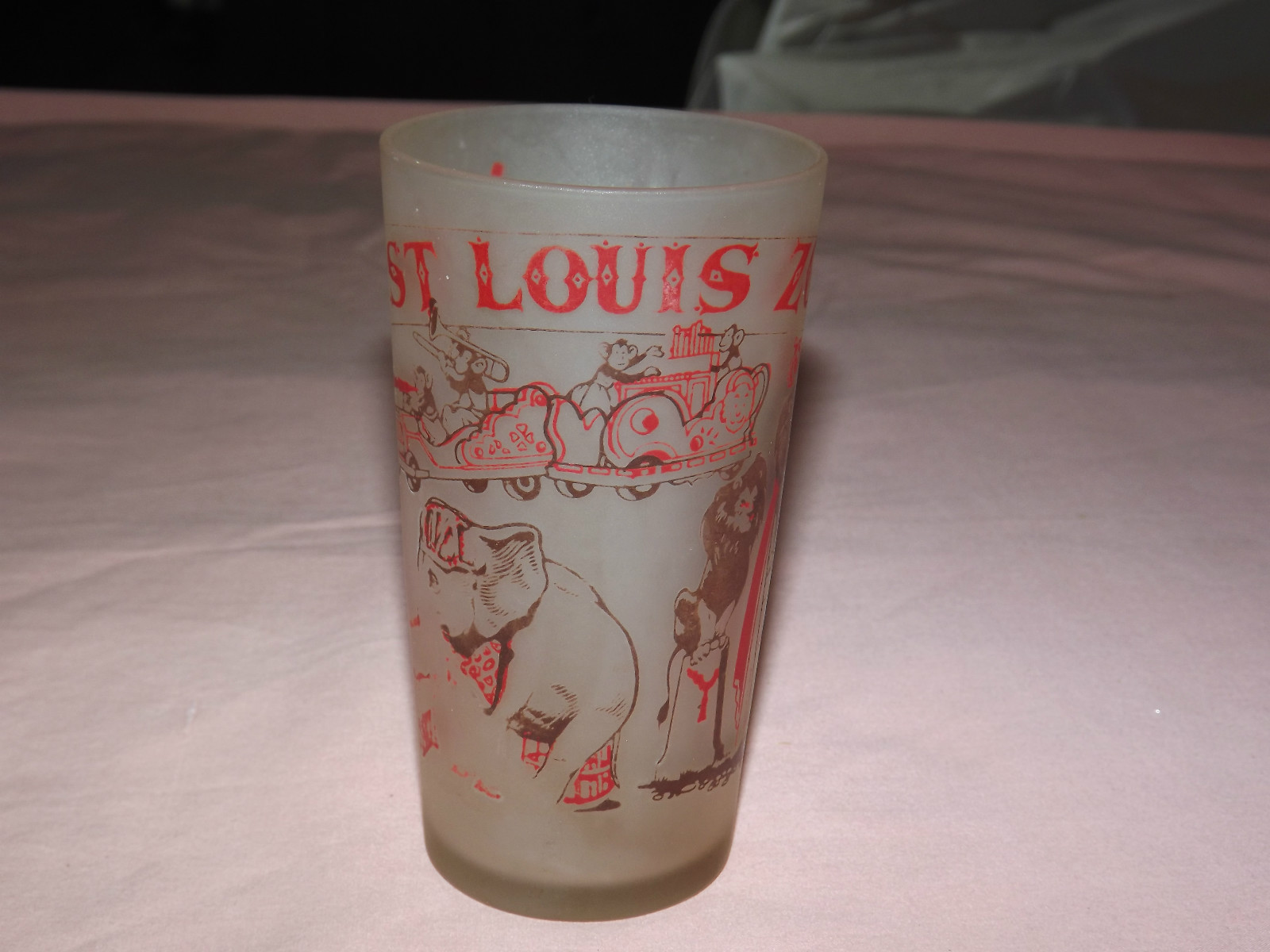VINTAGE 1960S ST LOUIS ZOO FROSTED DRINKING GLASS VINTAGE 1960S ST LOUIS ZOO FROSTED DRINKING GLASS