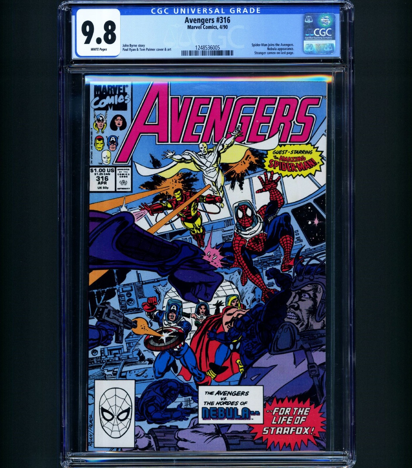 SPIDER-MAN JOINS THE AVENGERS 1990 Avengers #316 CGC 9.8 Iron Man Thor Thanos NM
