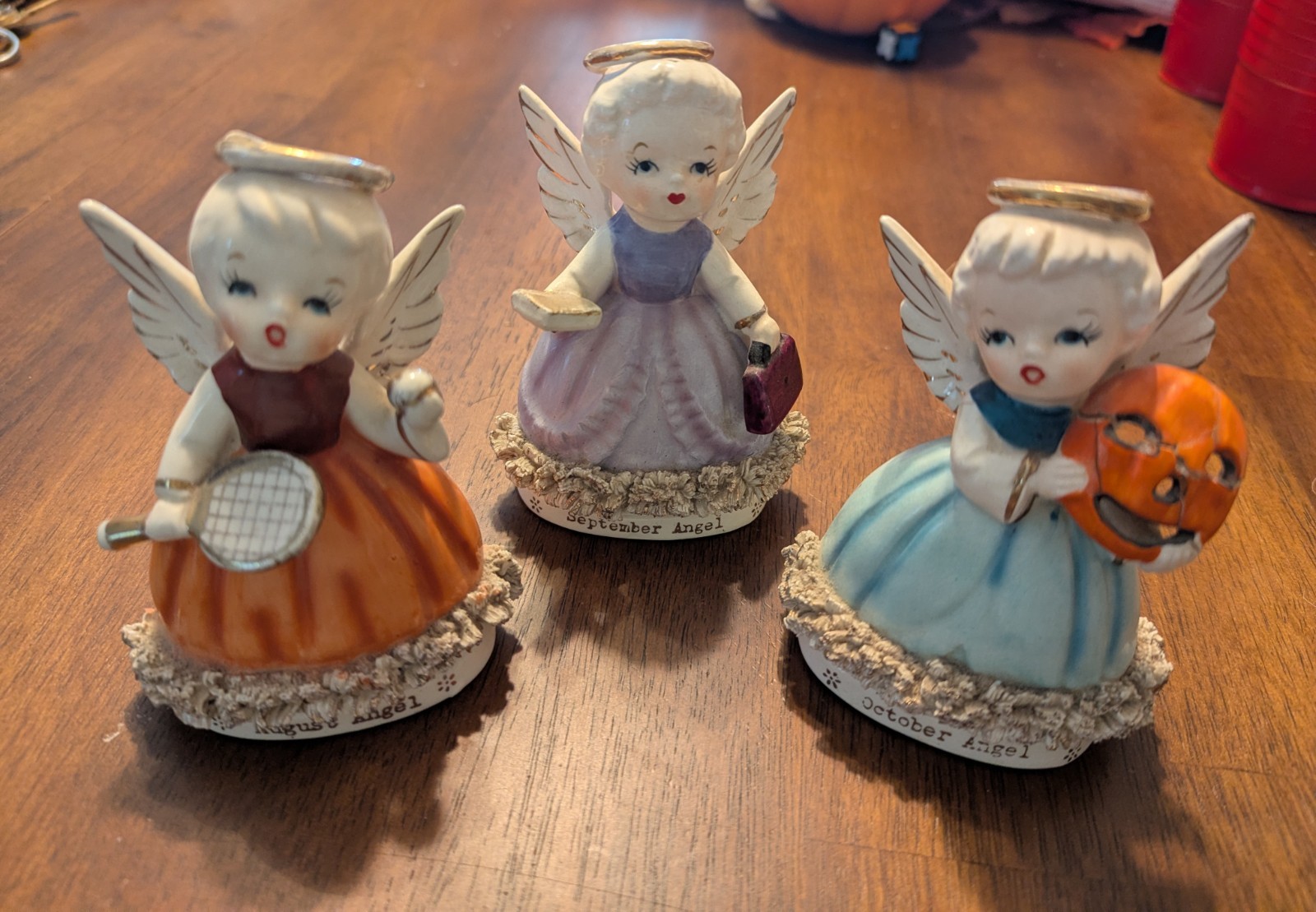 Vintage Japan Napco Lot Of 3 Birthday Angel Figurines August September October Vintage Japan Napco Lot Of 3 Birthday Angel Figurines August September October