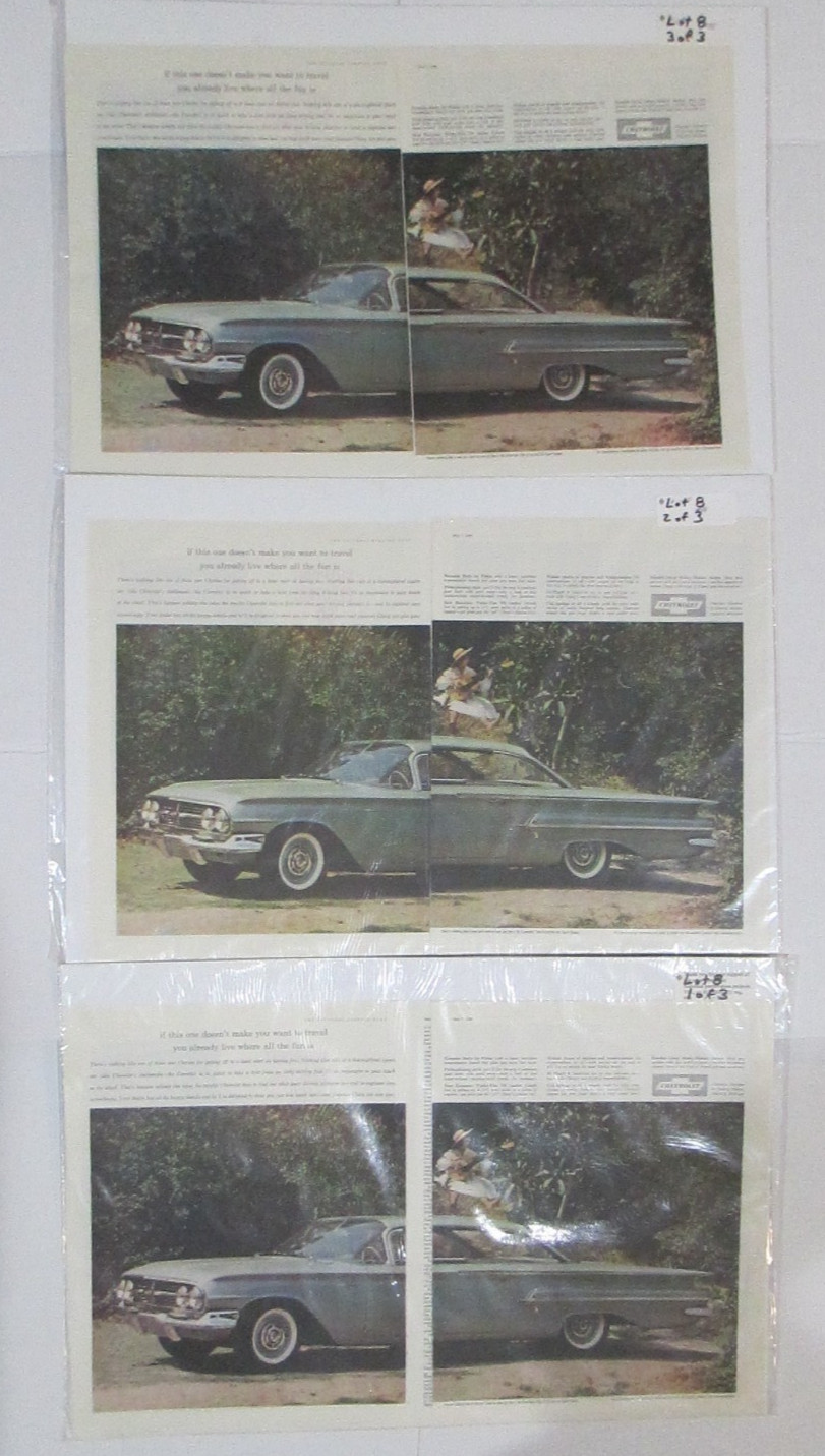Lot of 3 Chevrolet 1960 Car Advertisement Centerfold 21 Lot of 3 Chevrolet 1960 Car Advertisement Centerfold 21