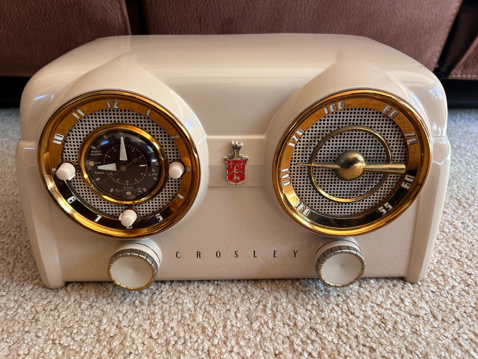 Vintage 1950's Crosley Dashboard Tube Clock Radio D-25WE Tested & Working