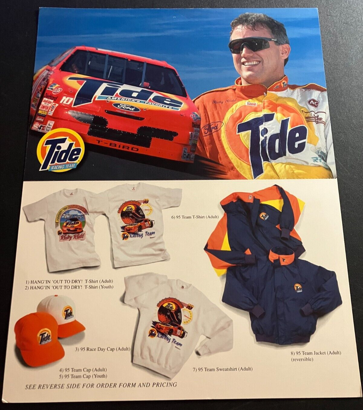1995 Ricky Rudd #10 Tide Ford Thunderbird - NASCAR Hero Card Handout