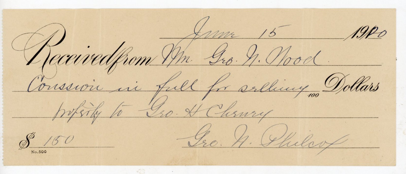 1900 Norwalk CT Commission Note Antique Signed Ira A Philcox Antique Ephemera 1900 Norwalk CT Commission Note Antique Signed Ira A Philcox Antique Ephemera