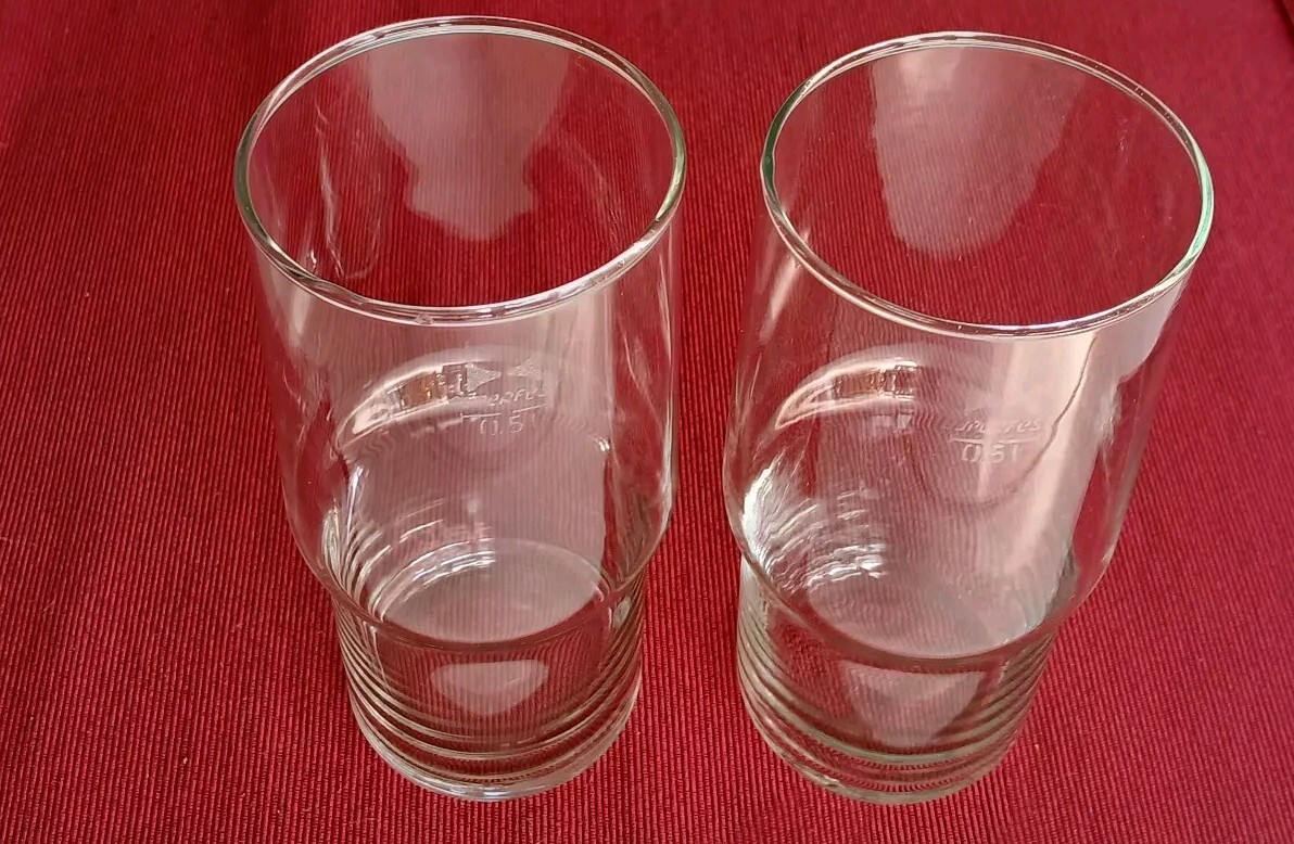 2x Superfest Glass 2x 0.5 L DDR/GDR Strong Glass East German Mitropa Stackable 2x Superfest Glass 2x 0.5 L DDR/GDR Strong Glass East German Mitropa Stackable
