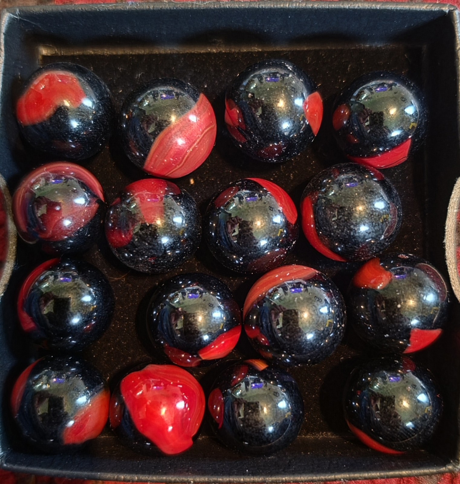 Marble King Marbles Lot Of 16- Black Widow Red Wasp Marble King Marbles Lot Of 16- Black Widow Red Wasp