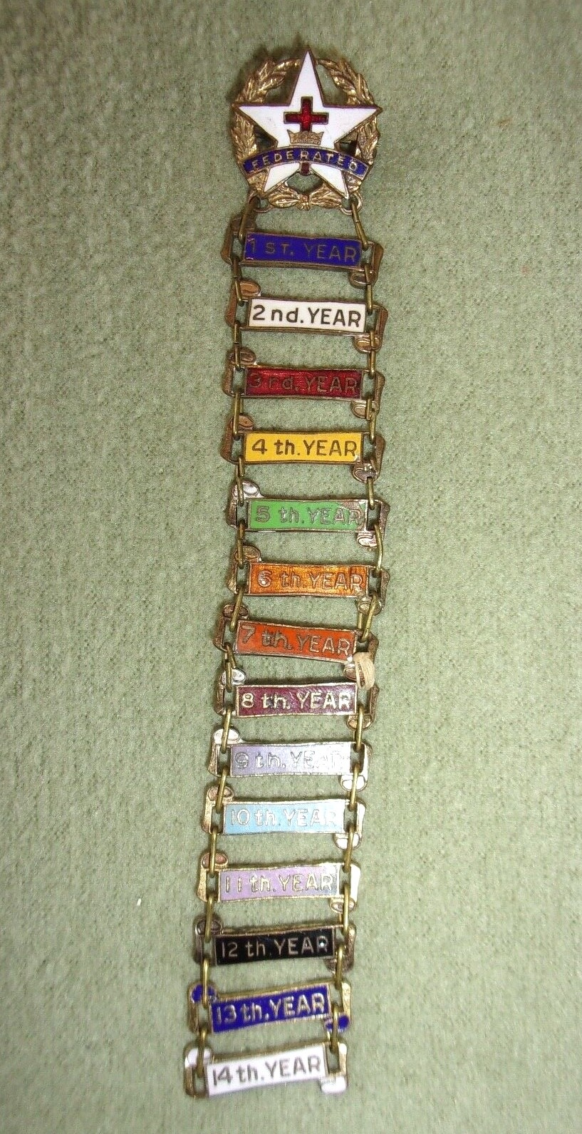 Vintage Federated Enameled Pin Church Clergy member 14 years Religious Service Vintage Federated Enameled Pin Church Clergy member 14 years Religious Service