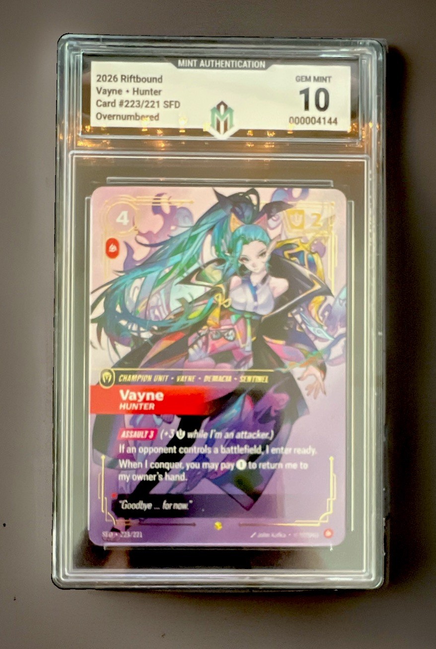 Mint Authentication 2026 Riftbound LoL Vayne • Hunter 223/221 SFD Graded