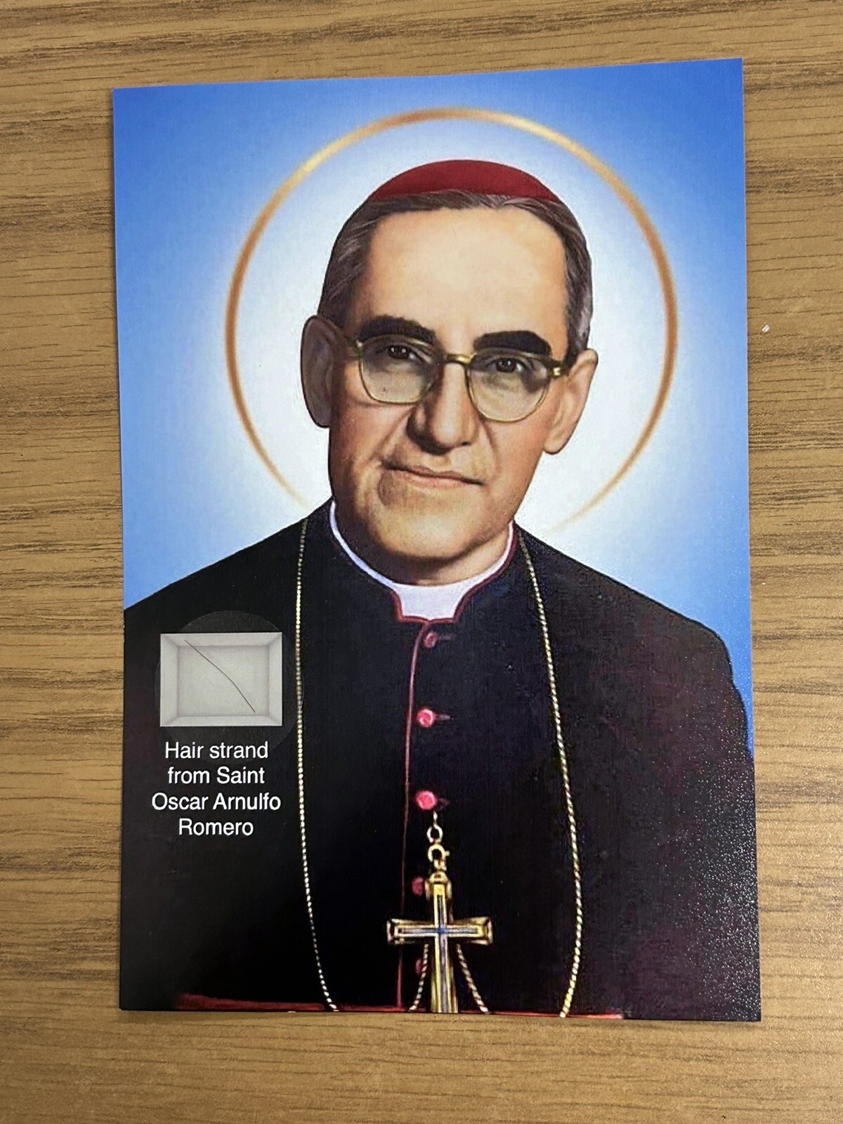Saint Oscar Arnulfo Romero hair strand lock relic Catholic Church Photo Display