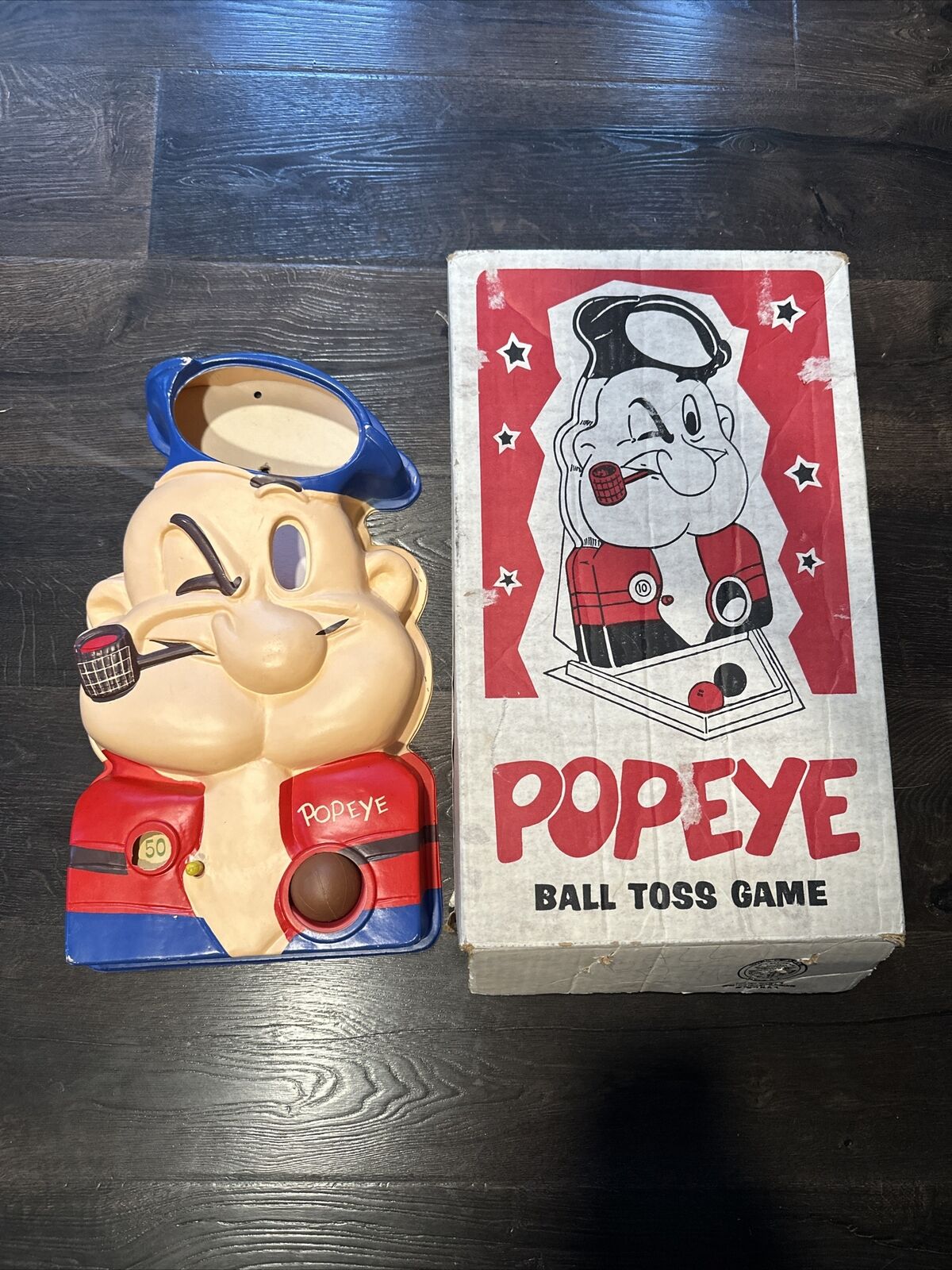 Vintage 1960s Score-A-Matic Popeye The Sailor Ball Toss Game w/Box - No Base
