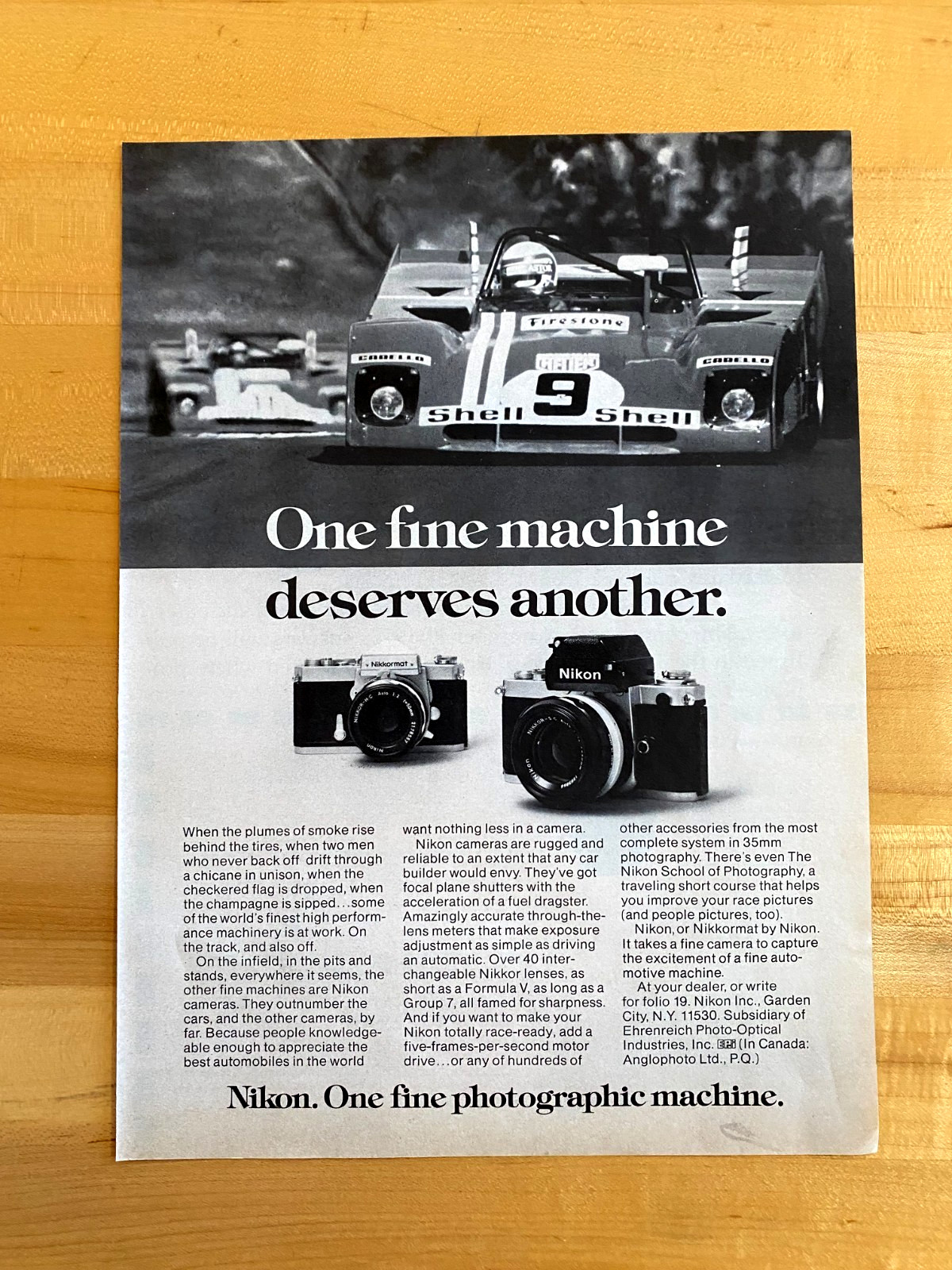 1973 Print Ad Nikon Camera SCCA Racing