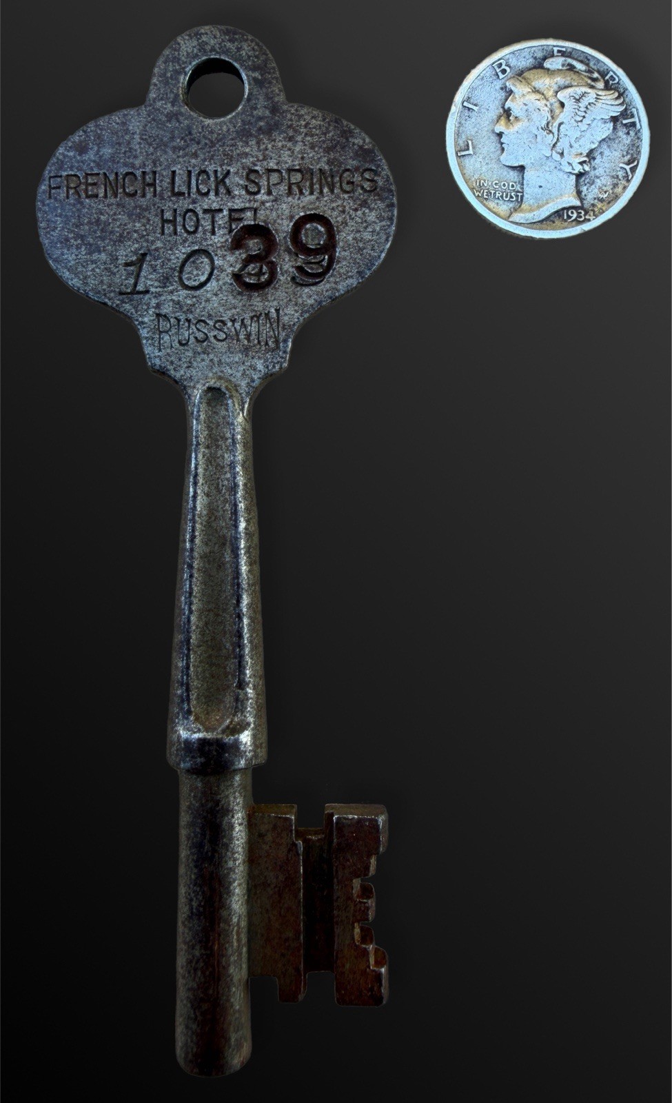 Antique c.1905-1935 French Lick Springs Hotel Room Key 1039 By Russwin 3.5” Long