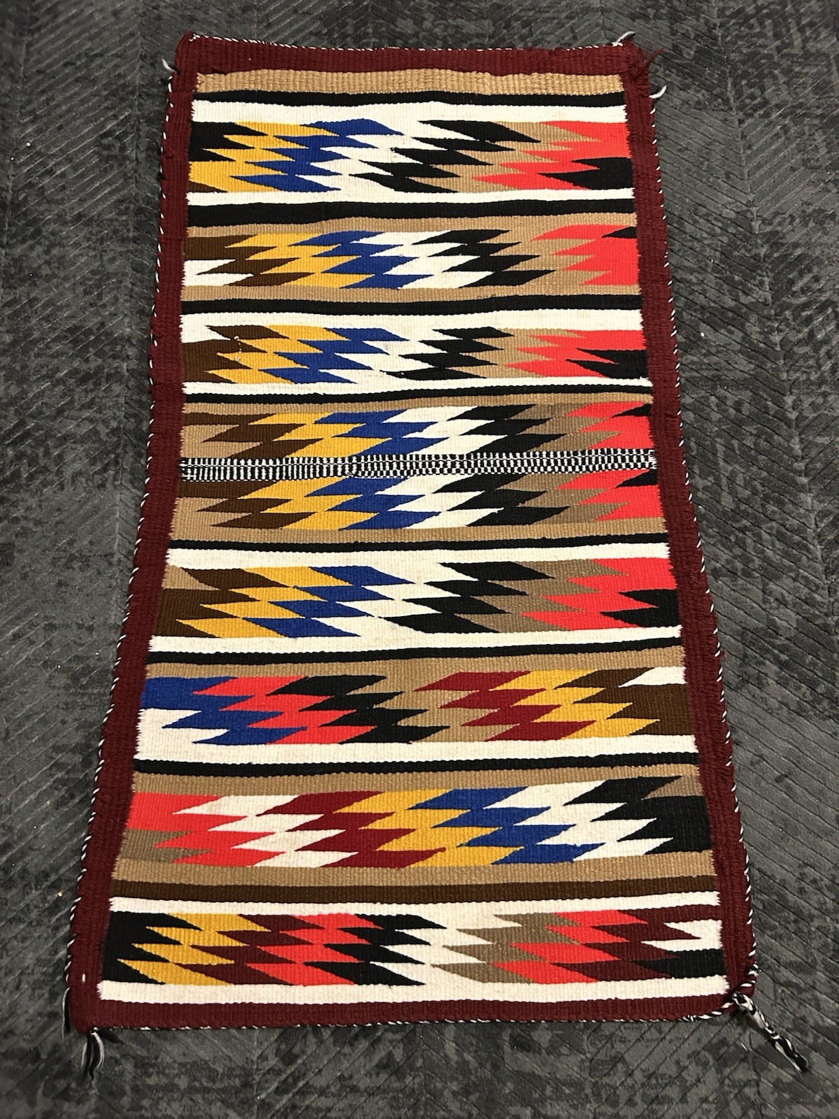 Native American Rug Tapestery Weaving Eye Dazzler Vintage Navajo 37x21 Native American Rug Tapestery Weaving Eye Dazzler Vintage Navajo 37x21