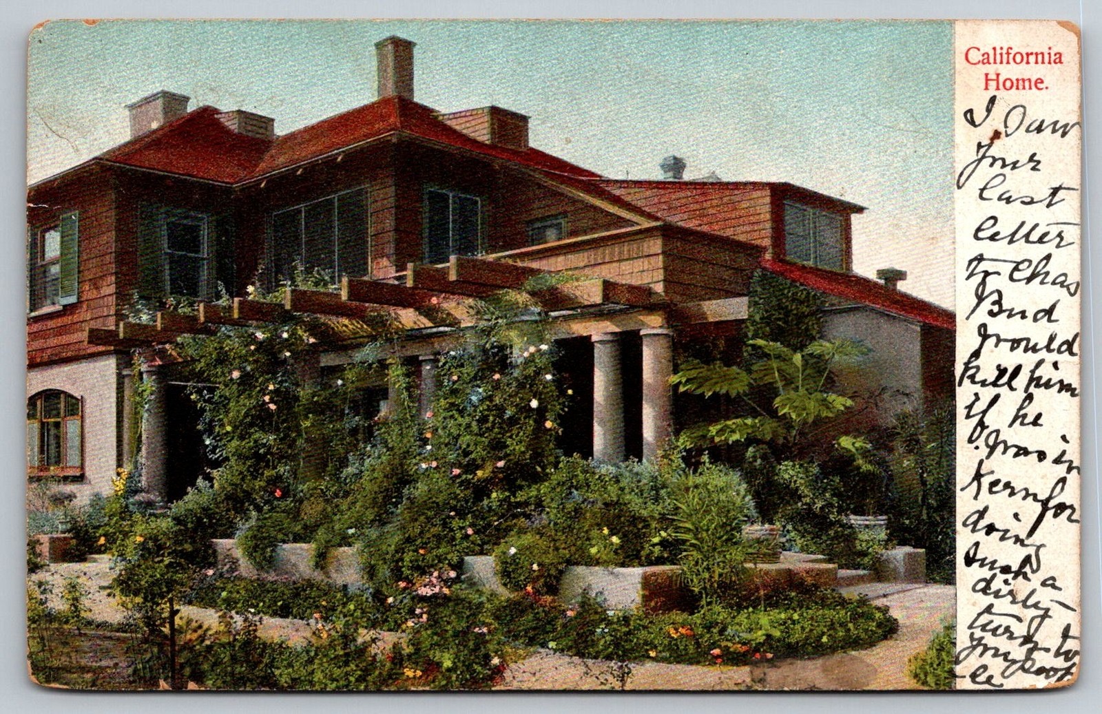 House Los Angeles CA Postcard California home residence garden scene early 1900s House Los Angeles CA Postcard California home residence garden scene early 1900s