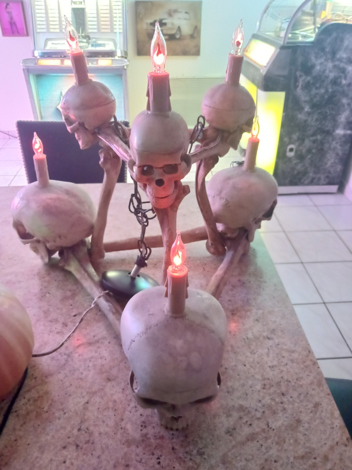 Skull Chandelier, Halloween Prop, Human Skulls/Skeleton