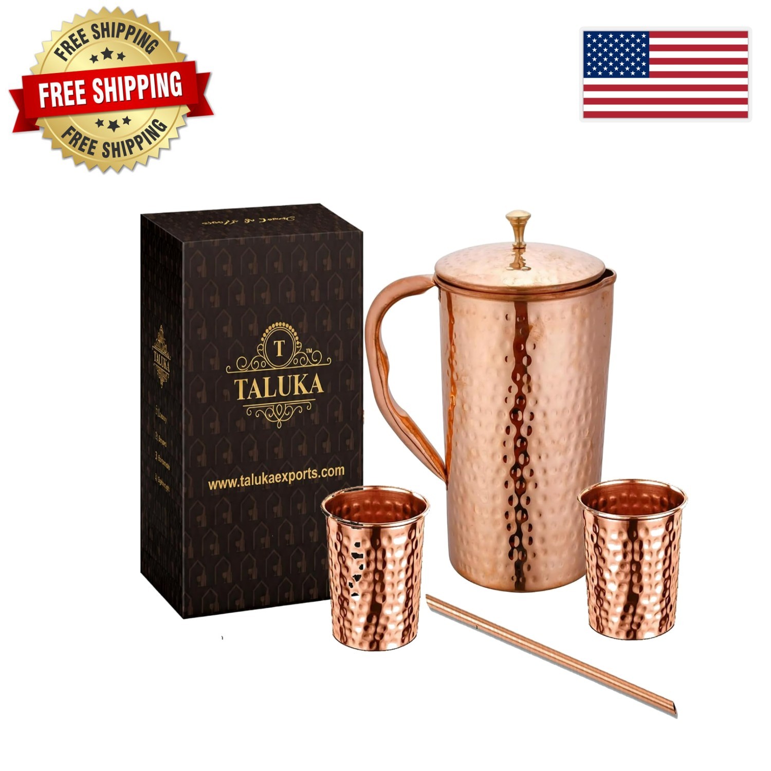 Luxury Copper Hammered Water Pitcher & Tumblers - Ayurvedic Health Benefits