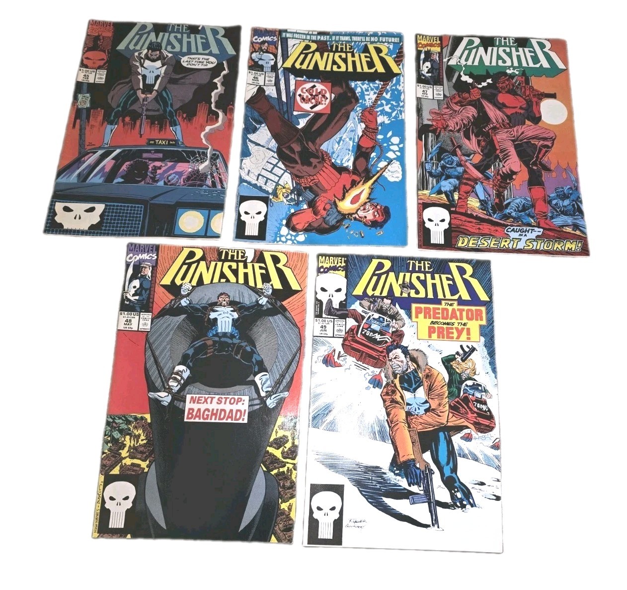 Marvel Comics The Punisher (1991 5-Issue Run) Issue 45 Through 49 Raw Ungraded Marvel Comics The Punisher (1991 5-Issue Run) Issue 45 Through 49 Raw Ungraded