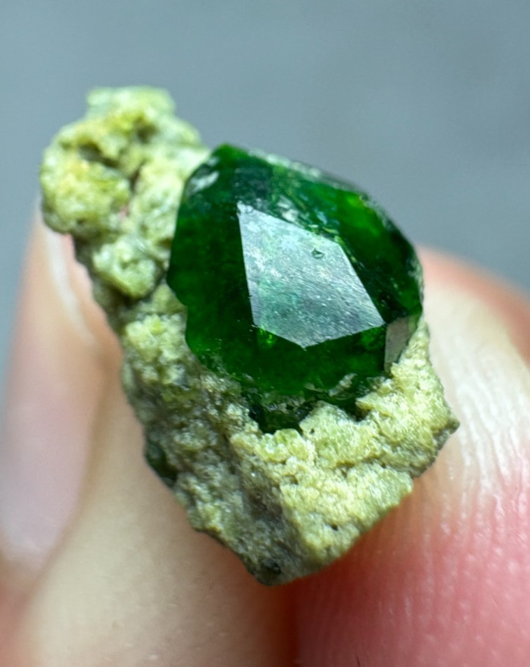 4 CT Natural Green Demantoid Garnet Crystals  on Matrix From Belquys mountain