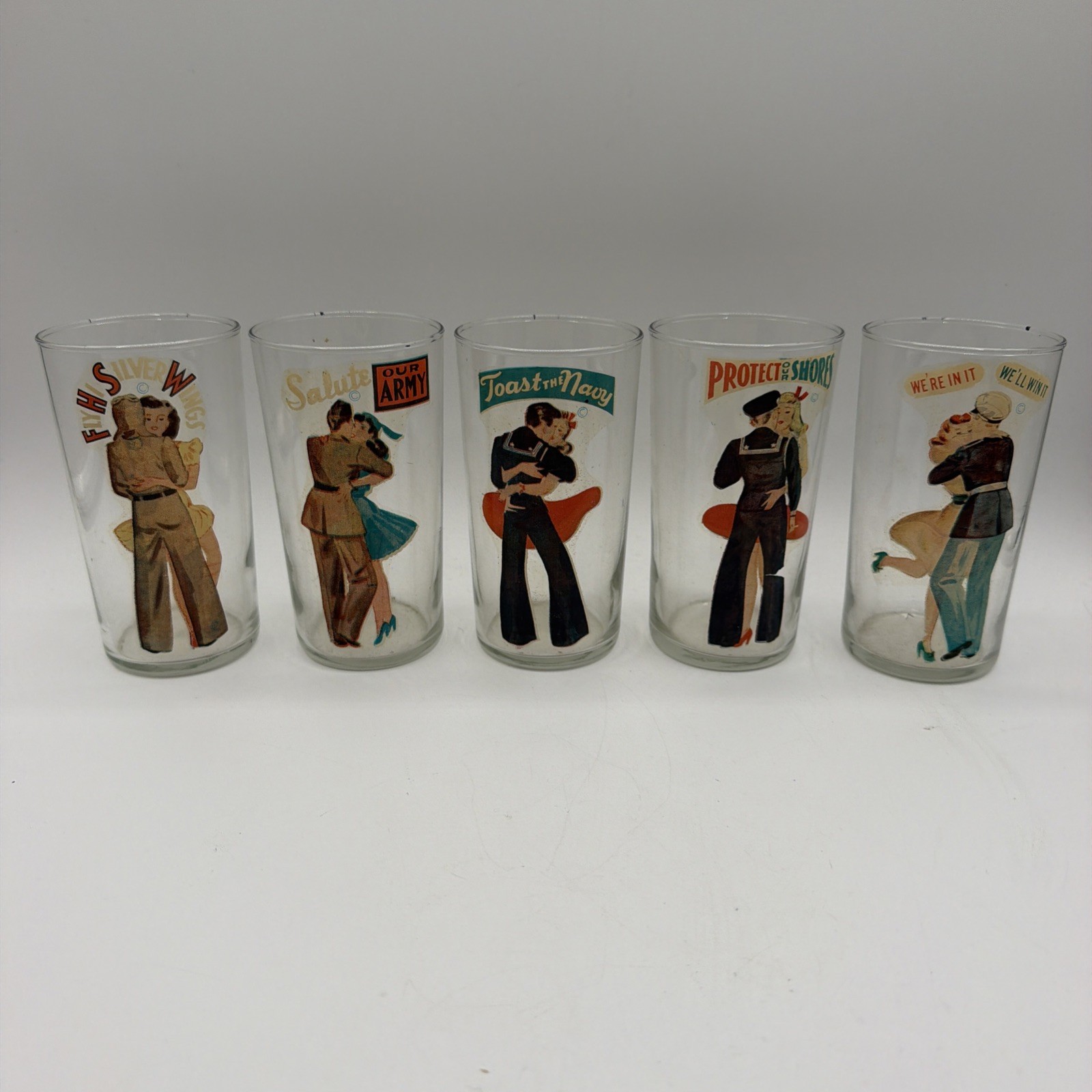 Vintage 1940s WWII Peek a Boo Glasses Pinup Soldier Set of 5 Flawless Vintage 1940s WWII Peek a Boo Glasses Pinup Soldier Set of 5 Flawless