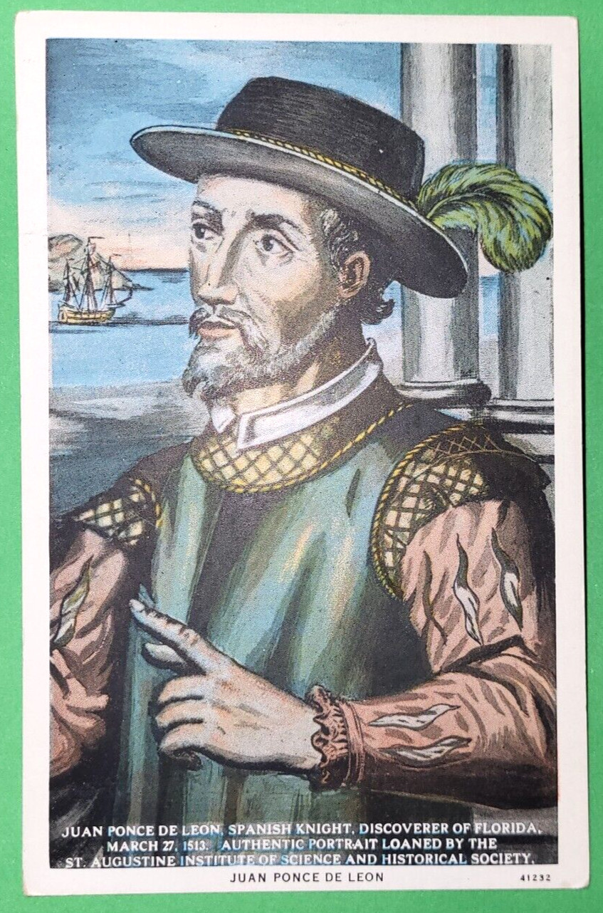 Juan Ponce De Leon Portrait Discoverer of Florida Postcard Juan Ponce De Leon Portrait Discoverer of Florida Postcard