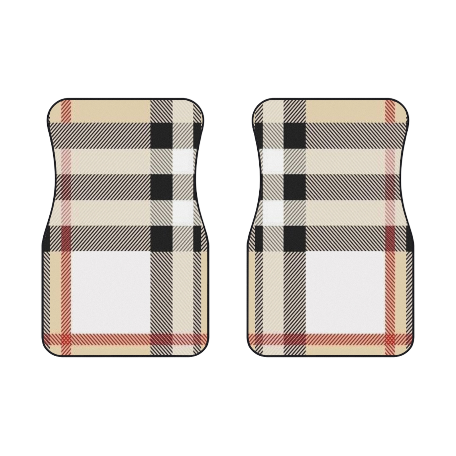 Preppy Plaid Beige, Universal Fit Car Mats (2x Front), Custom Floor Mats Preppy Plaid Beige, Universal Fit Car Mats (2x Front), Custom Floor Mats