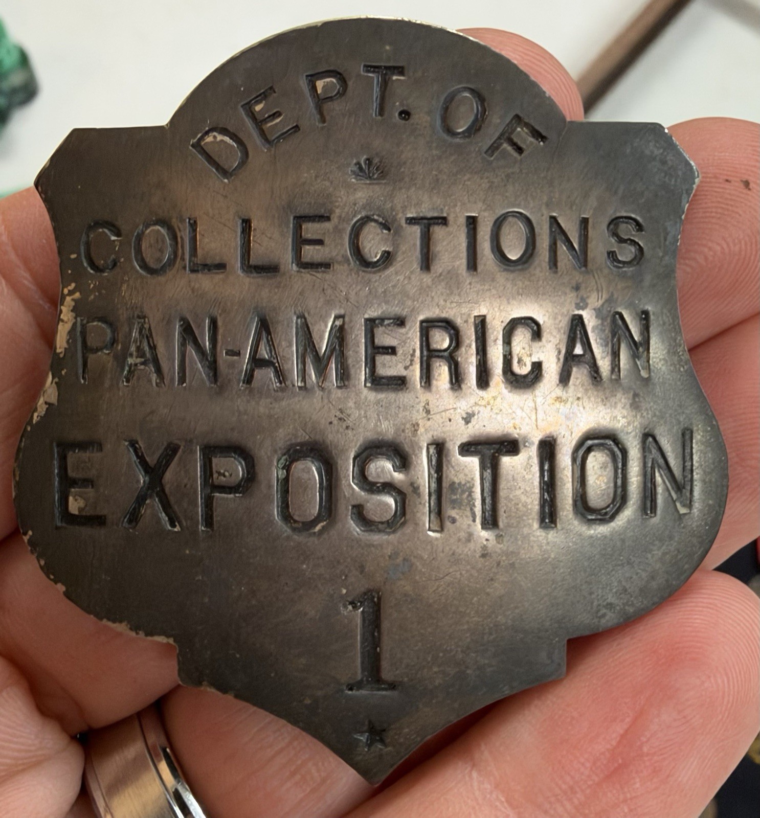 Pan American Exposition 1901 Buffalo NY Badge Dept Of Collections Rare 2.5\ Pan American Exposition 1901 Buffalo NY Badge Dept Of Collections Rare 2.5\