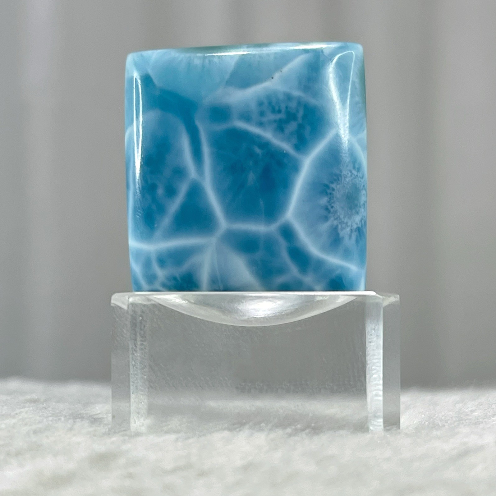 19g Larimar Square Cabochon, High Quality Polished Dominican Republic Gemstone,