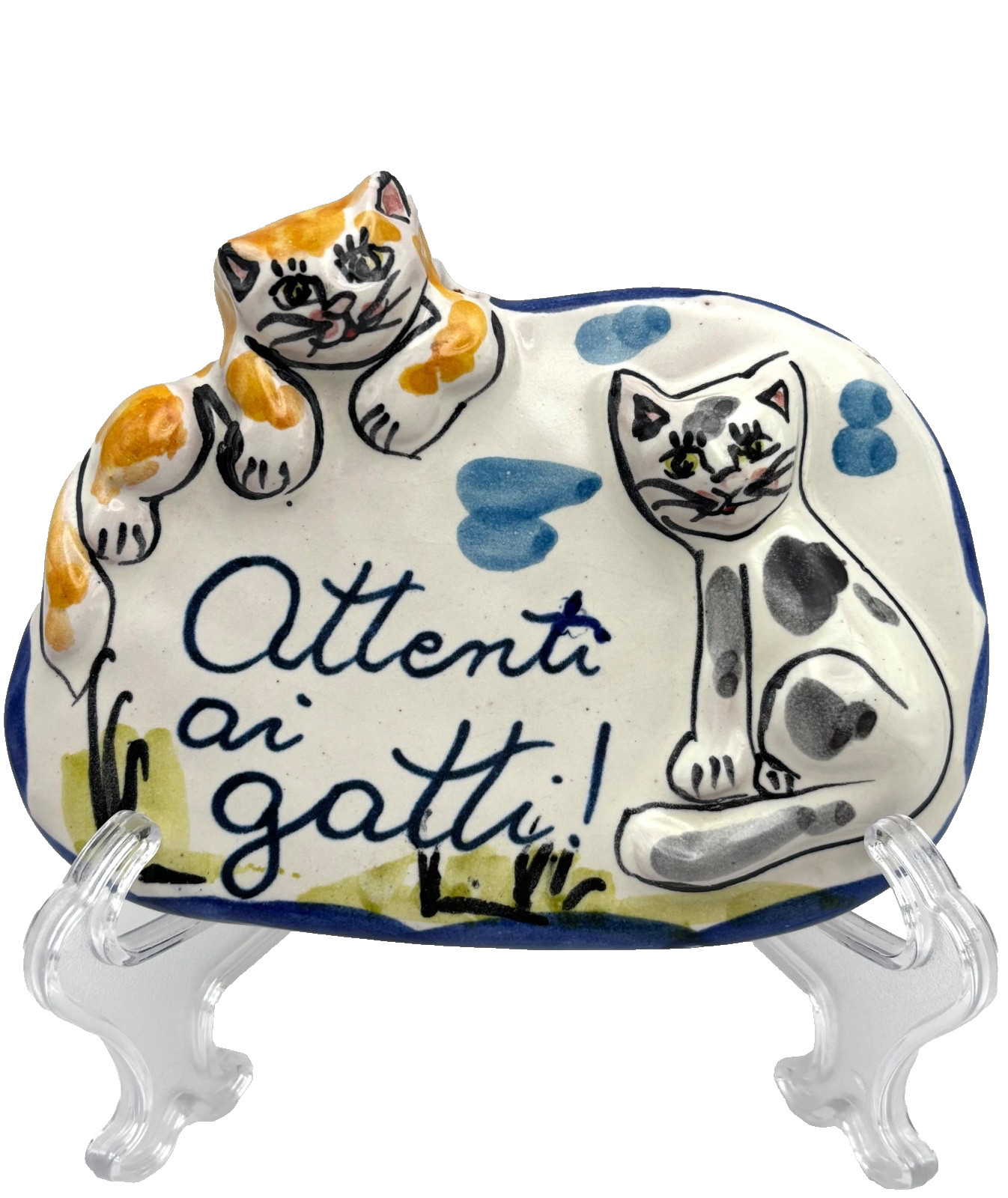 Handpainted Italian ‘attenti al gatti’ Beware of Cats Hanging Wall Plaque *Read Handpainted Italian ‘attenti al gatti’ Beware of Cats Hanging Wall Plaque *Read